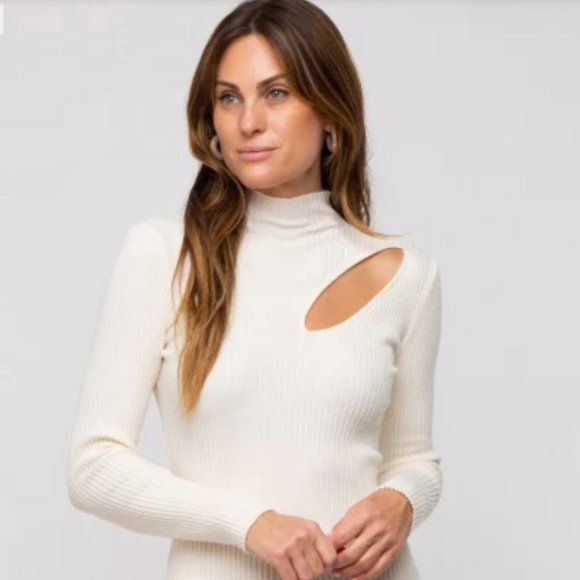 NEW!Cream Cutout Fitted Maternity Knit Dress - Picture 9 of 11